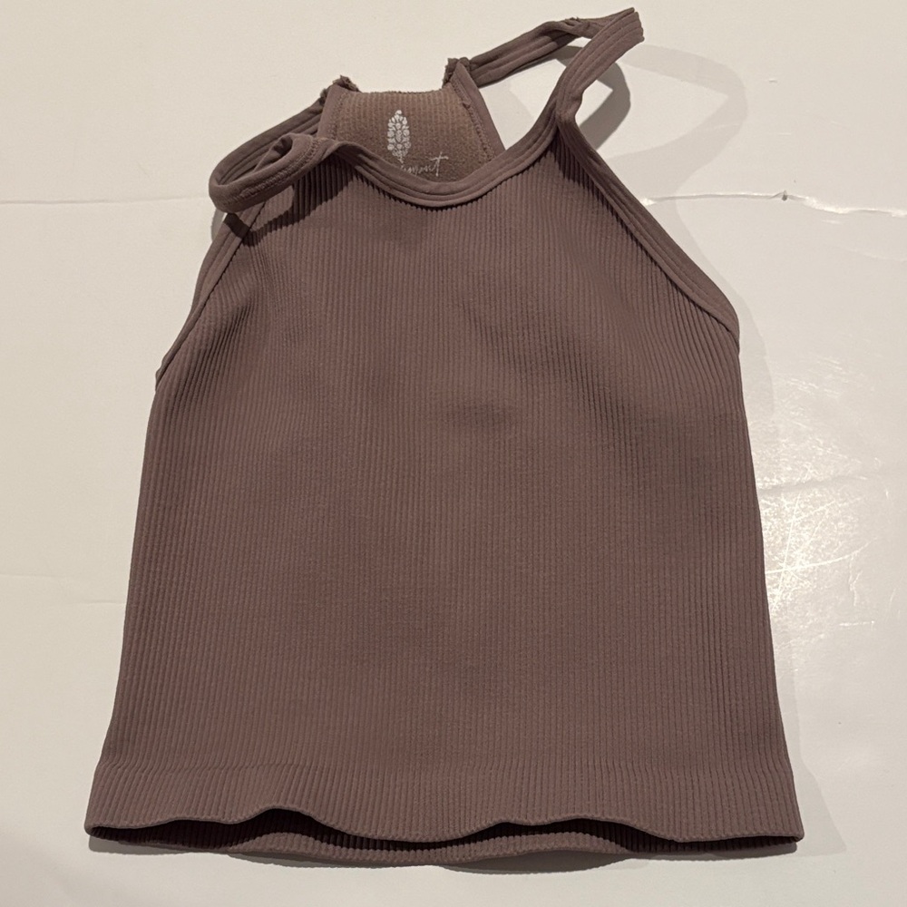 Free People Movement Happiness Runs Mocha Brown Ribbed Women's Tank Top XS - Picture 5 of 11
